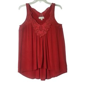 Knox‎ Rose Boho Rust Color  Embroidery Hi Low Tank Top Junior Women XL